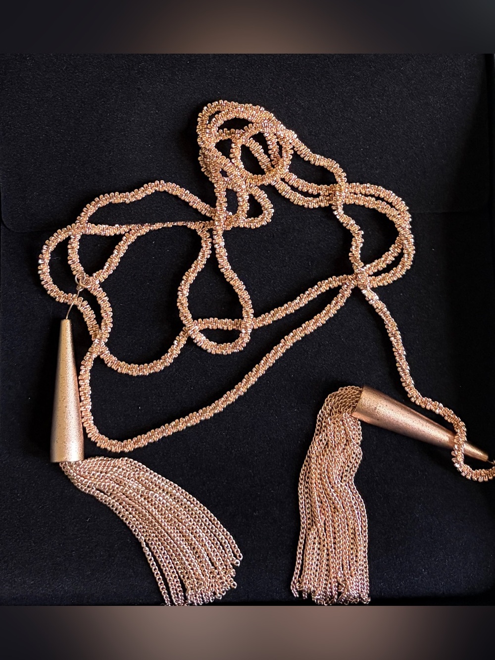 Rose Gold Tassel Long Necklace - Women Jewelry, you can wear it multiple layered
